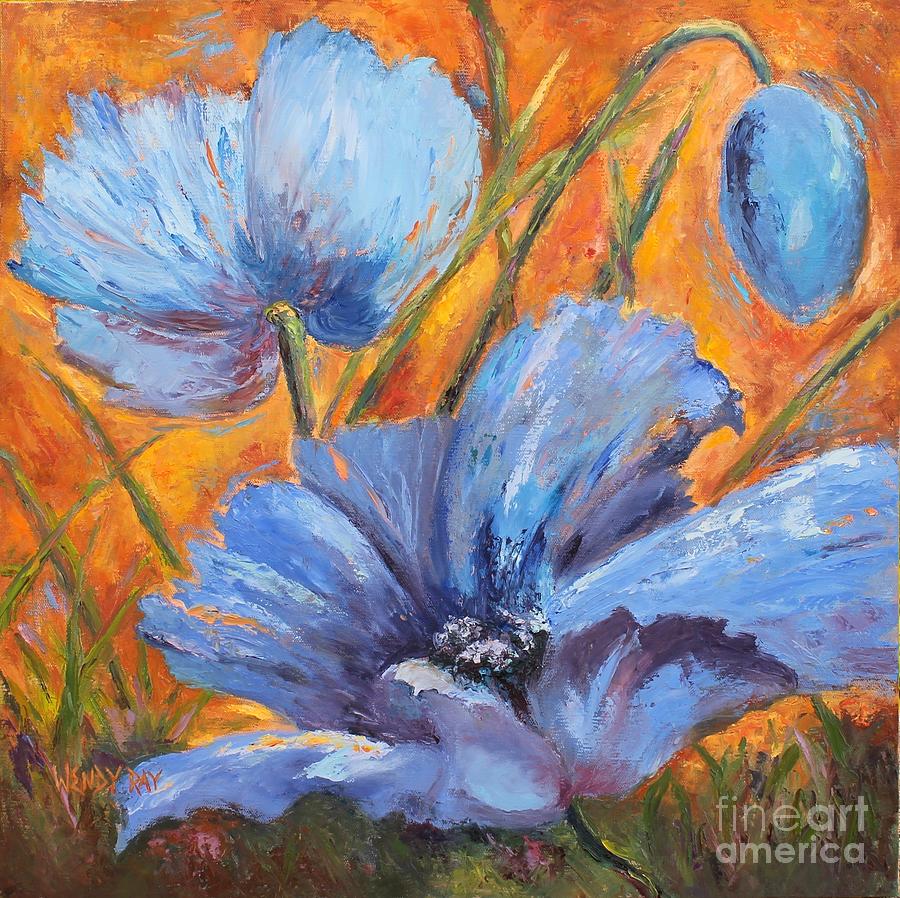 Blue Poppies Painting by Wendy Ray