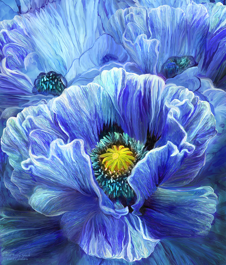Blue Poppy Splash Mixed Media by Carol Cavalaris
