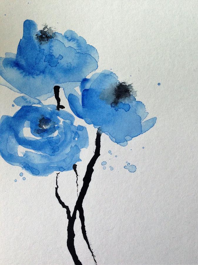 Blue Poppys Painting by Britta Zehm
