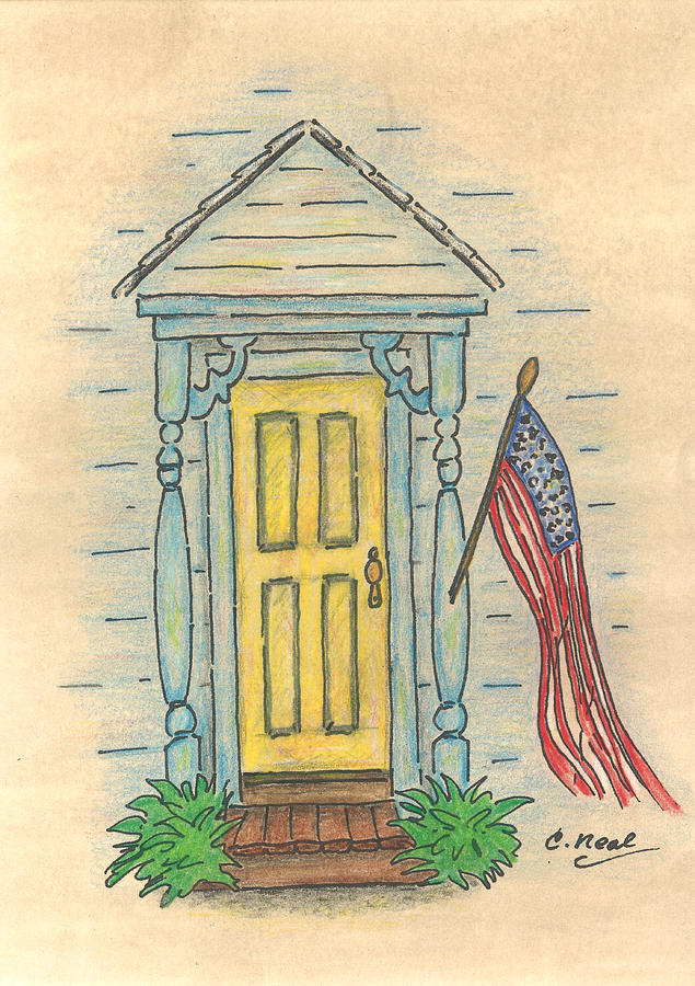 Blue Porch Drawing by Carol Neal