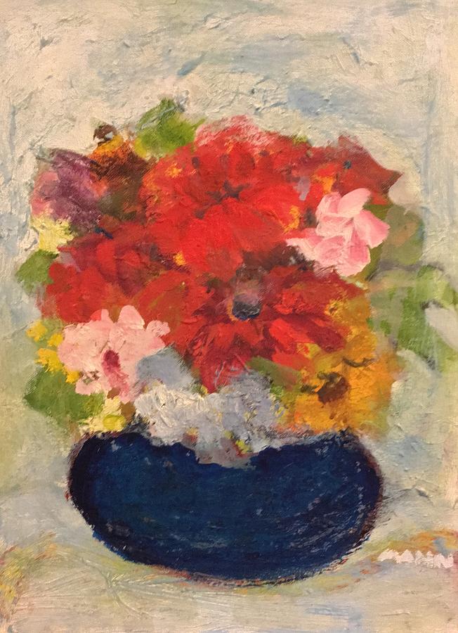 Blue Pot Painting By Penny Mann - Fine Art America