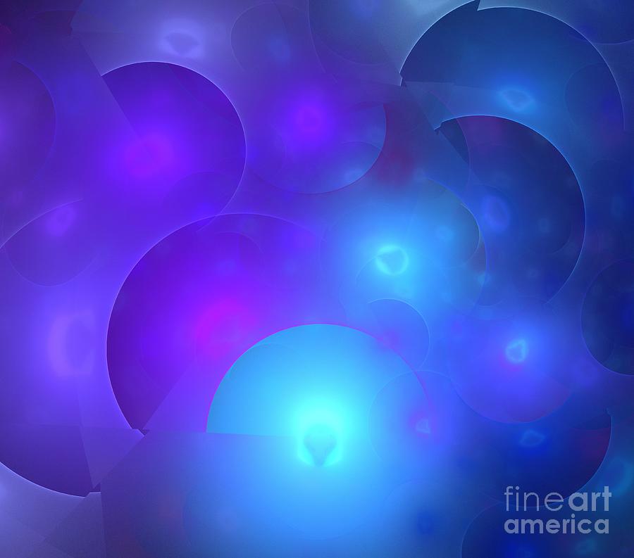 Abstract Digital Art - Blue Purple Spheres by Kim Sy Ok