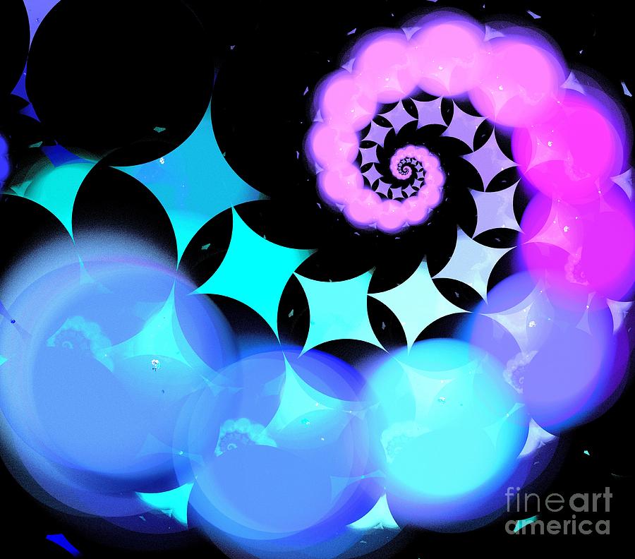 Abstract Digital Art - Blue Purple Spiral by Kim Sy Ok