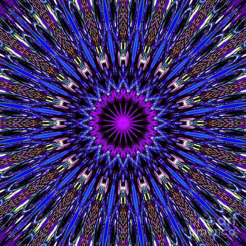 Blue purple star. Digital kaleidoscope 001 Digital Art by Sofia ...