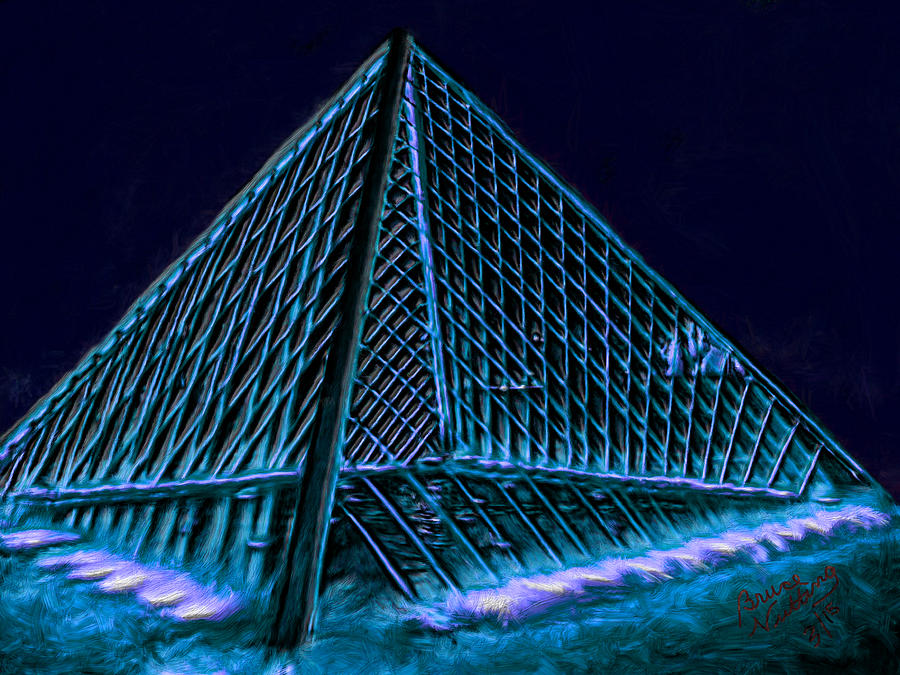 Blue Pyramid Fountain Painting by Bruce Nutting