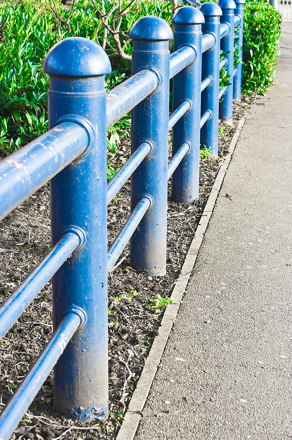 Abstract Photograph - Blue railings by Tom Gowanlock