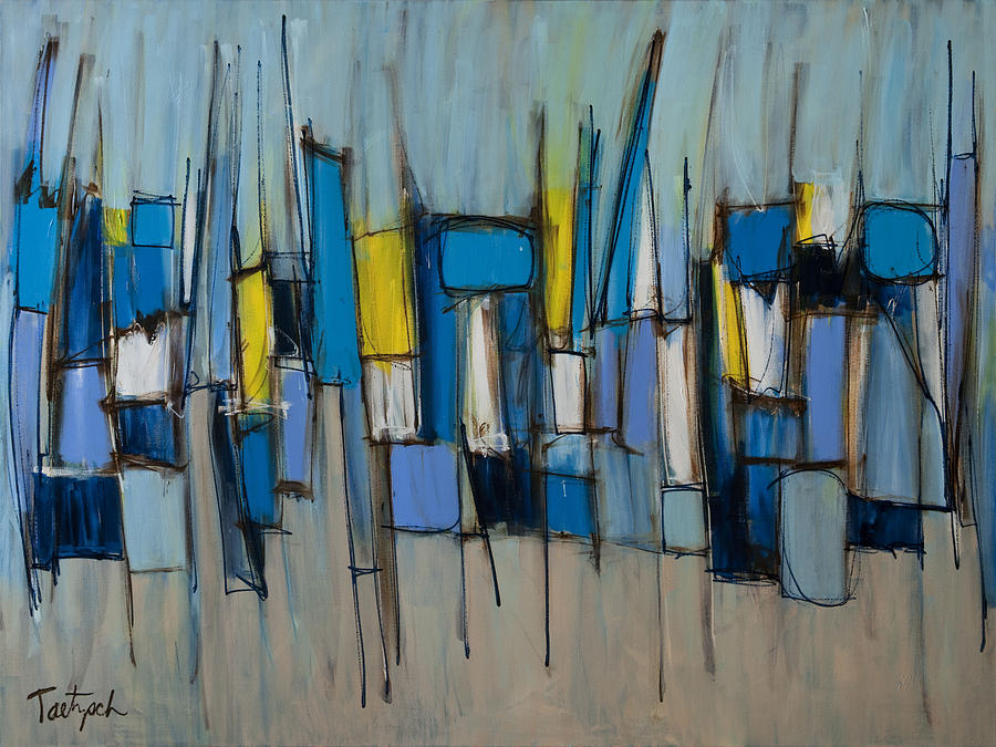 Blue Rain Painting by Lynne Taetzsch