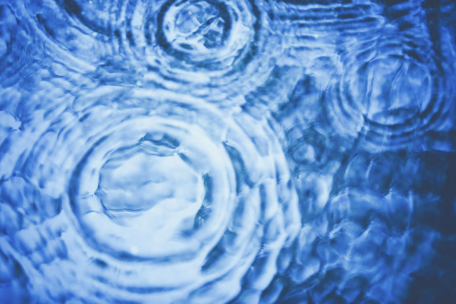 Ripple Photograph - Blue Raindrop Ripples by Debi Bishop Ripple Photograph - Blue Raindrop Ripples by Debi Bishop