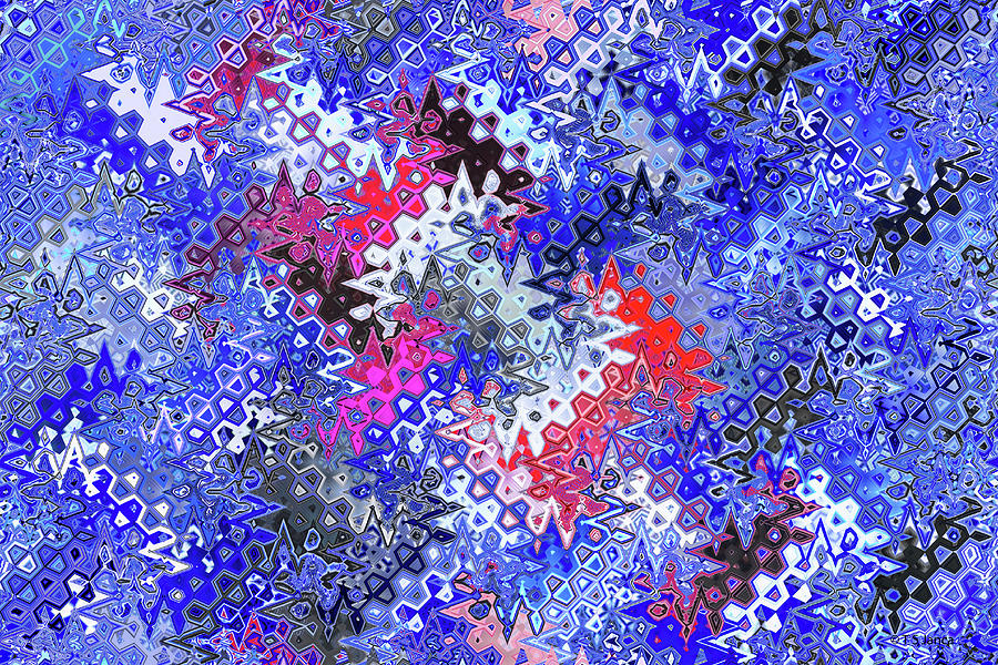 Blue Red And White Janca Abstract Panel #1151ew3b Digital Art by Tom Janca