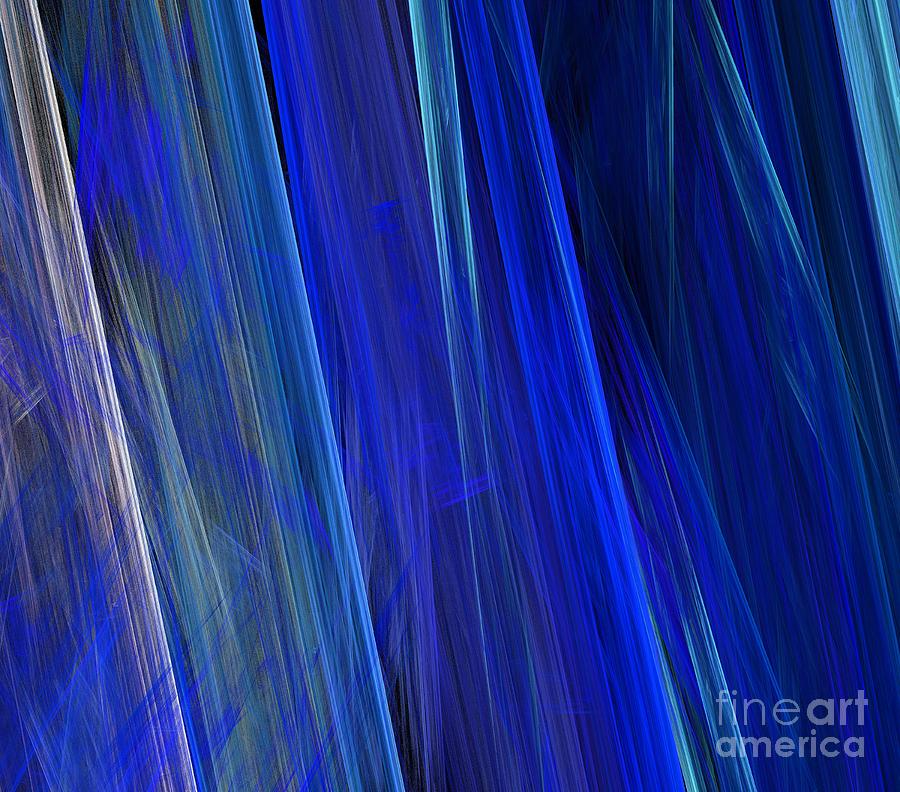 Abstract Digital Art - Blue Reeds by Kim Sy Ok