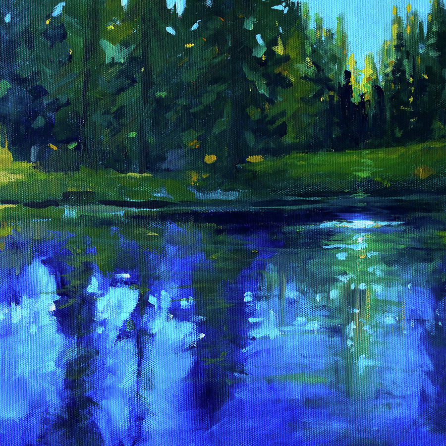 Blue Reflection Painting by Nancy Merkle