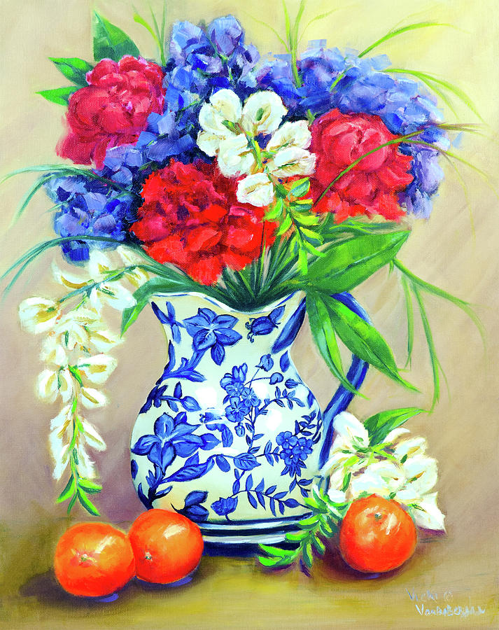 Blue Vase Painting - Blue Reflections by Vicki VanDeBerghe Blue Vase Painting - Blue Reflections by Vicki VanDeBerghe