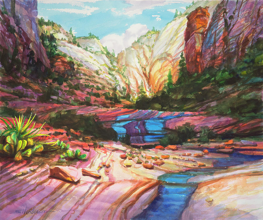 Zion National Park Painting - Blue Ribbon by Steve Henderson