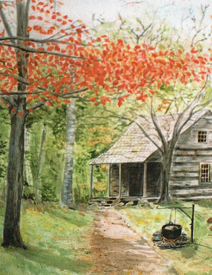 Blue Ridge Cabin Painting by Christine Lathrop