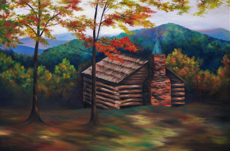 Blue Ridge Cozy Cabin Painting by Rachel Lawson