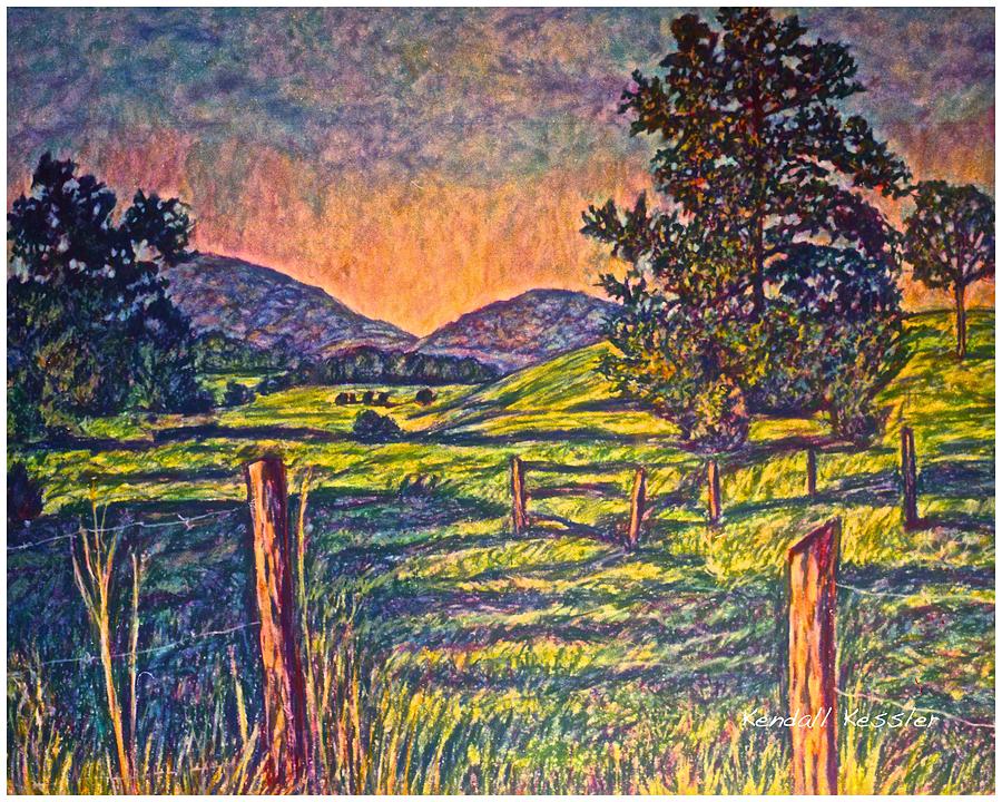 Blue Ridge Meadow Sunset Painting by Kendall Kessler