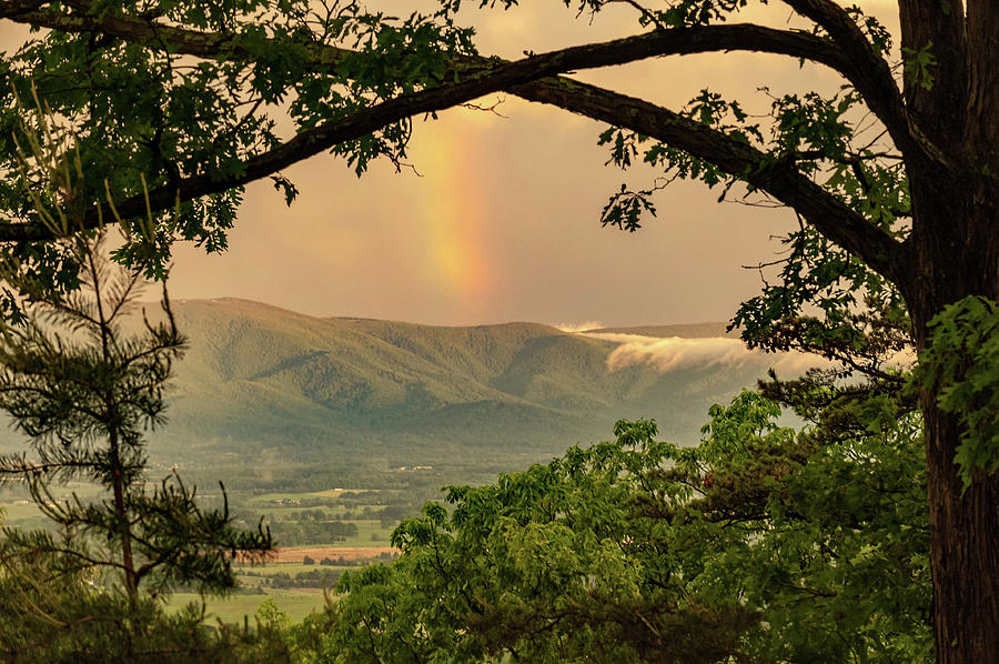 Blue Ridge Misty Mountain Rainbow Photograph by Lara Ellis