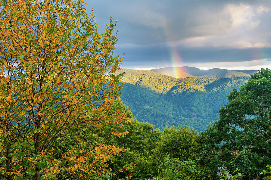 Blue Ridge Mountains NC Autumn Rainbow Photograph by Robert Stephens