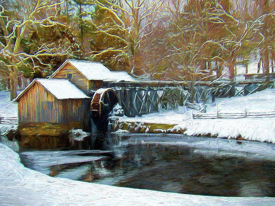 Blue Ridge Mountains - Winters Silence AP Painting by Dan Carmichael