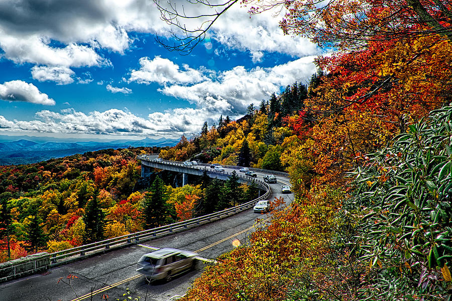 Blue Ridge Parkway Autumn Linn Cove Viaduct Fall Foliage Mountai