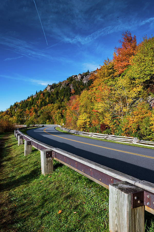 Blue Ridge Parkway In Fall With Blue Sky Photograph by Kelly VanDellen