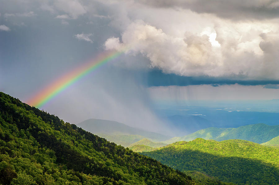 Blue Ridge Parkway NC Rainbow at Green Knob Photograph by Robert Stephens