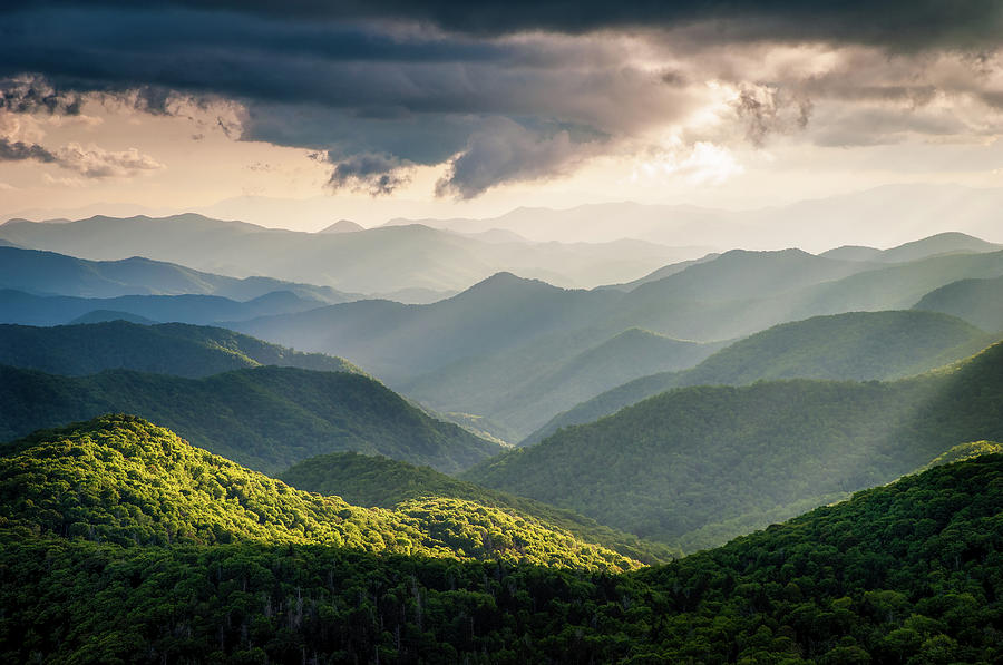 Blue Ridge Parkway NC Scenic Light Rays Landscape Photograph by Robert ...