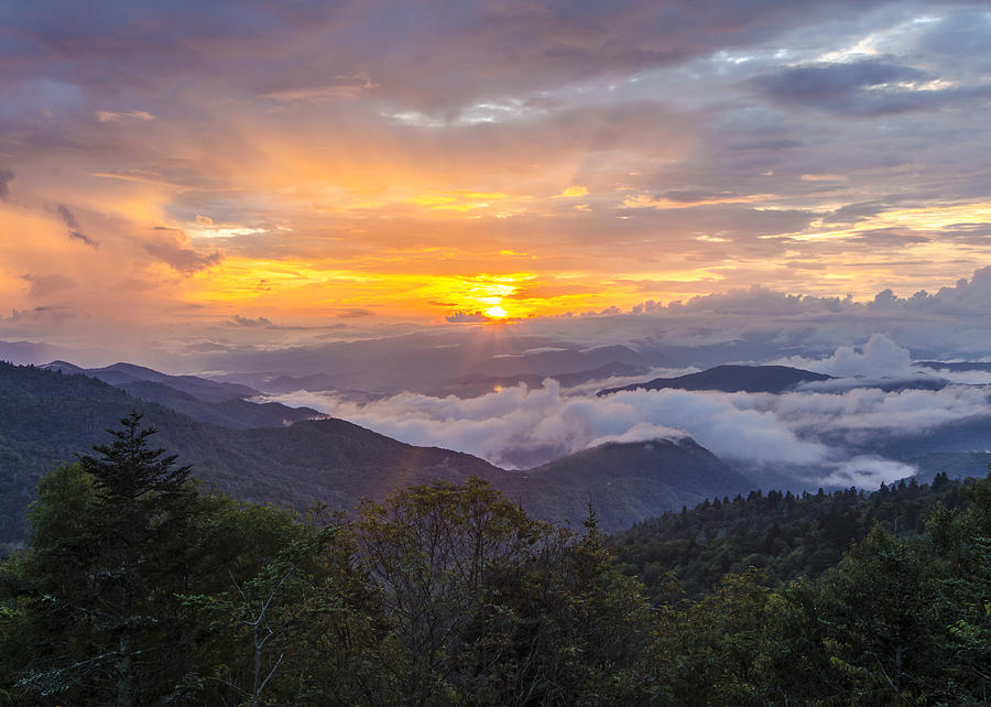 Blue Ridge Parkway Nc Waterrock Gold Photograph by Robert Stephens