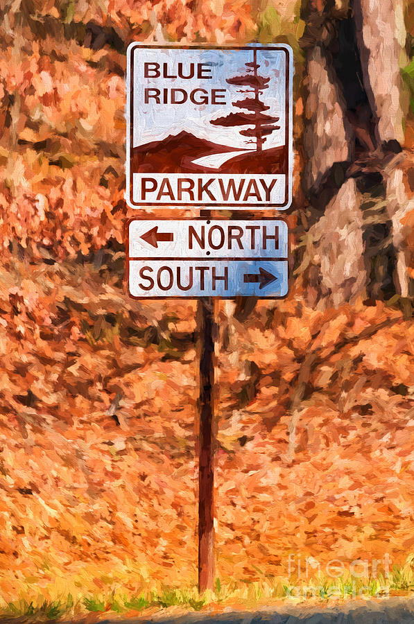 Blue Ridge Parkway sign Photograph by Les Palenik