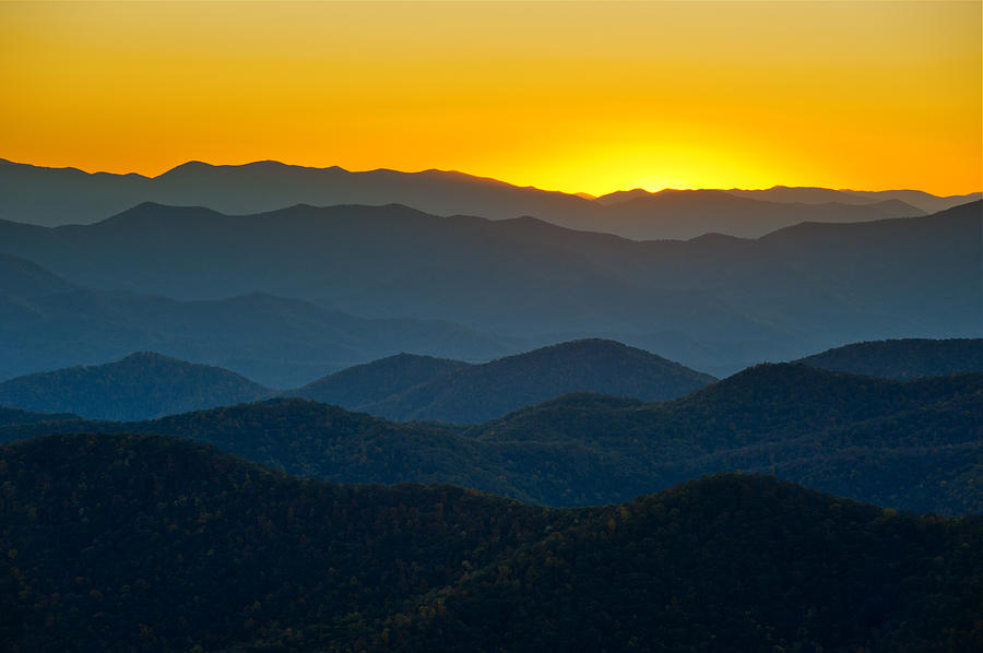 Blue Ridge Parkway Sunset NC - Afterglow Photograph by Dave Allen