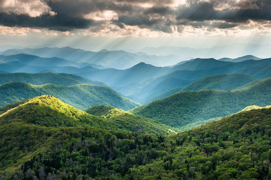 Mountains Photograph - Blue Ridge Southern Appalachian Mountain Light Show by Mark VanDyke