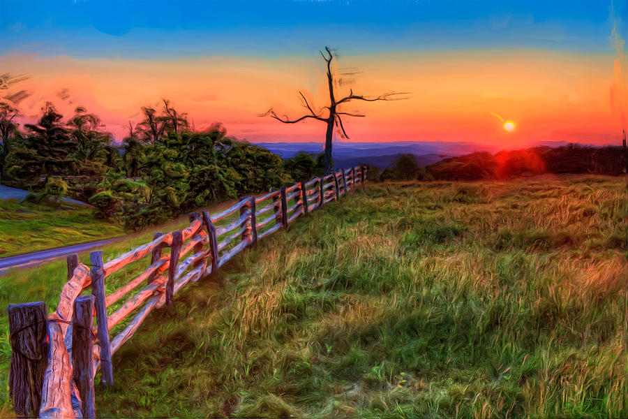 Blue Ridge Sunrise at Doughton II Painting by Dan Carmichael