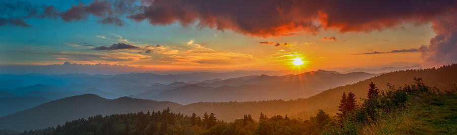 Blue Ridge Sunset Pano Photograph by Joye Ardyn Durham