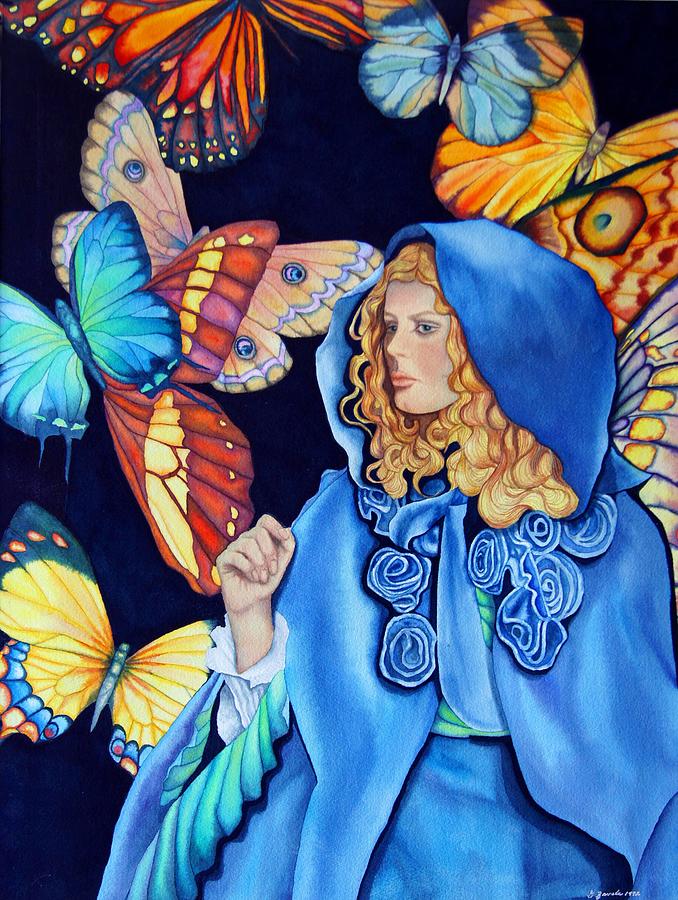 Blue Riding Hood Painting by Gail Zavala