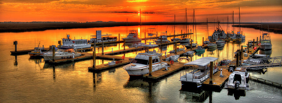Blue River Marina Sunrise Panorama Art Photograph by Reid Callaway