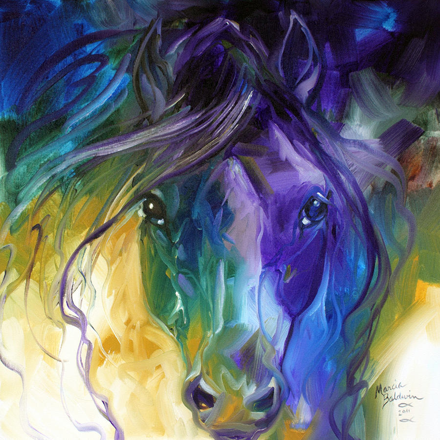Horse Painting - Blue Roan Abstract by Marcia Baldwin