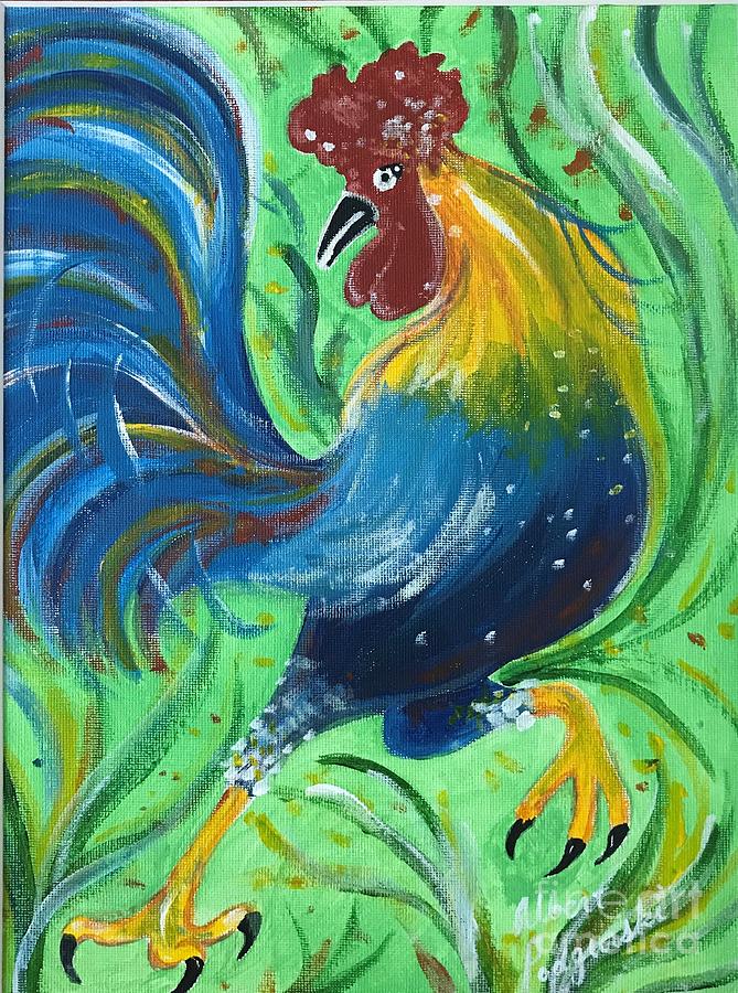 Blue Rooster Painting by Albert Podgurski - Fine Art America