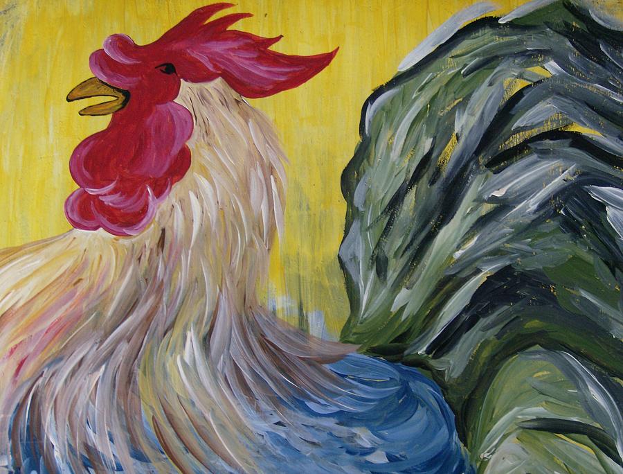 Rooster Painting - Blue Rooster by Leslie Manley