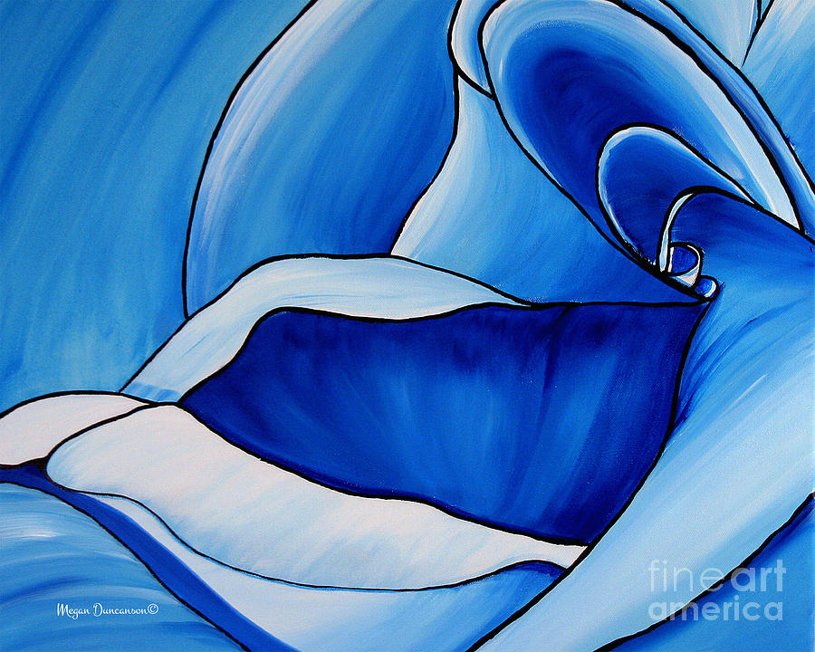 Blue Rose Beautiful Abstract Flower Painting Fine Art by Megan Duncanson Painting by Megan Aroon