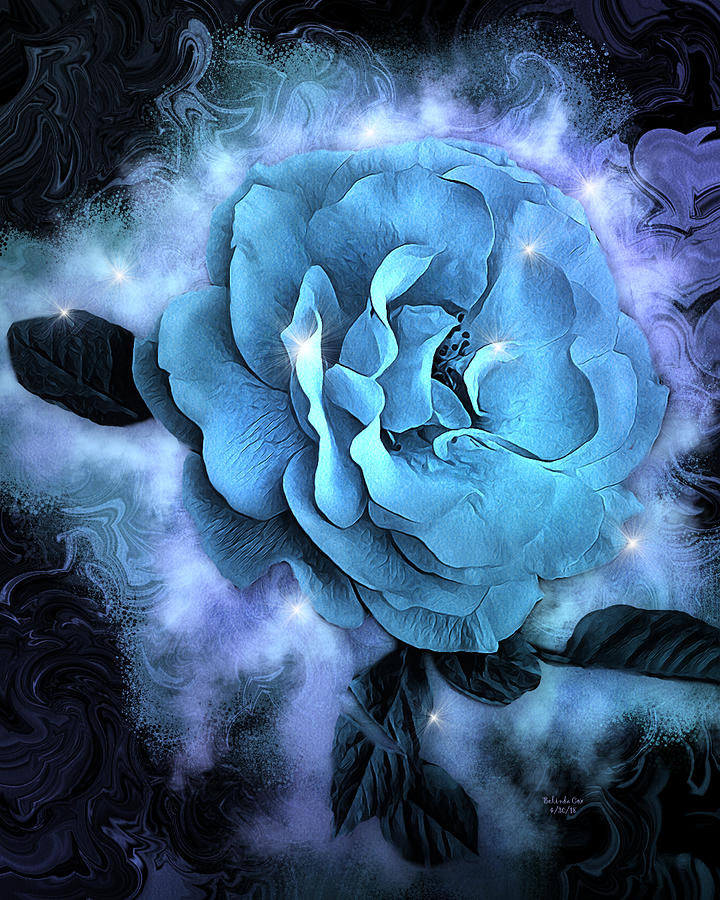 Blue Rose Fantasy Digital Art by Artful Oasis