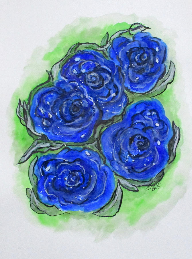 Blue Rose Fantasy Painting by Clyde J Kell
