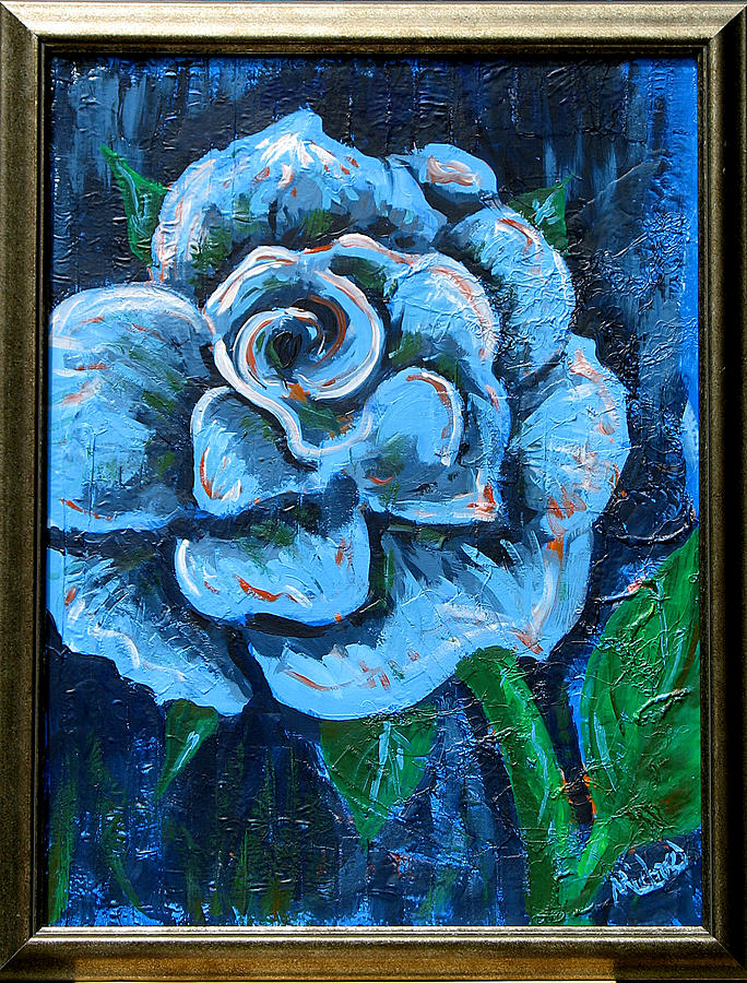 Blue Rose Original Acrylic Painting On Canvas Painting by Michael Arnold