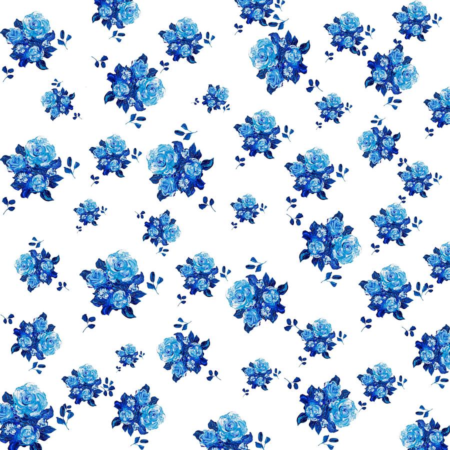 Blue rose pattern Painting by Jan Matson