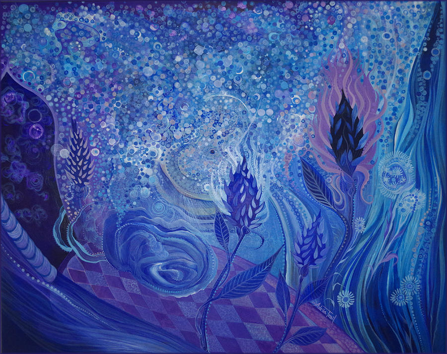 Blue Rosebud Ballroom Painting by Adria Trail