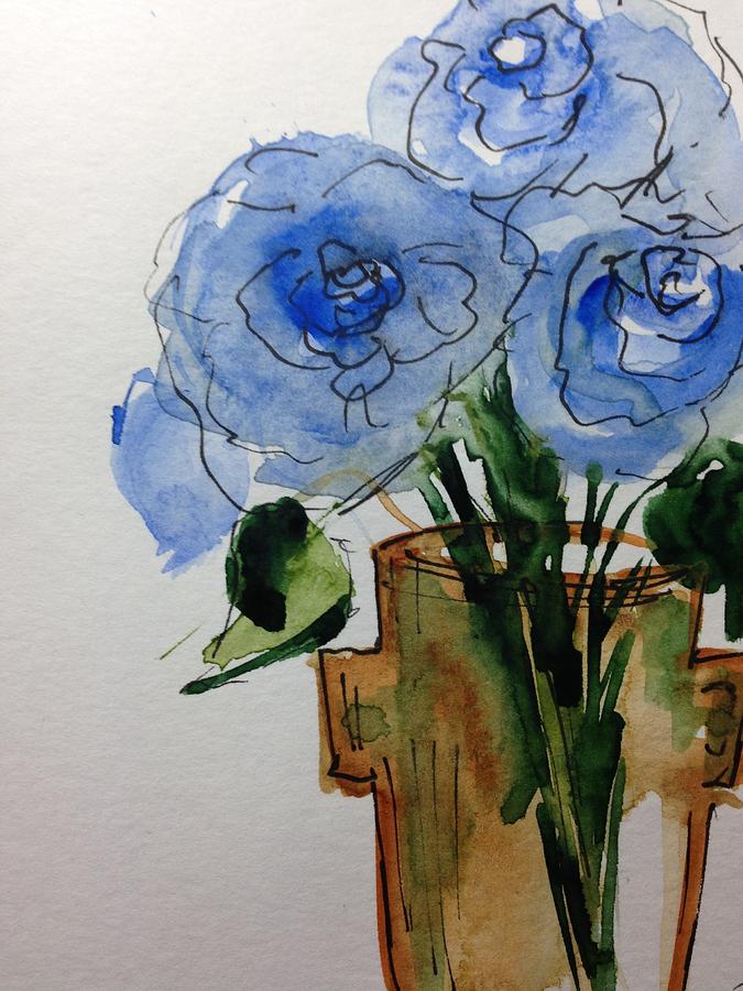 blue Roses Painting by Britta Zehm