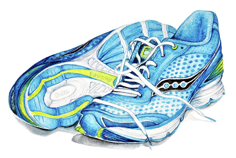 Blue Running Shoes Painting by Heidi Kriel