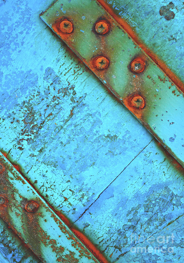 Blue rusty boat detail Photograph by Lyn Randle