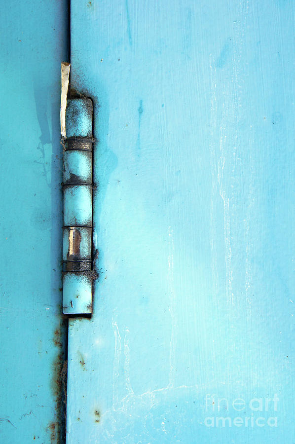Blue rusty hinge Photograph by Tom Gowanlock