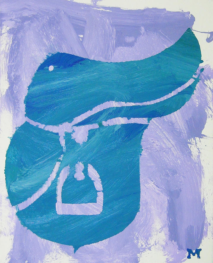 Horse Painting - Blue Saddle by Candace Shrope Horse Painting - Blue Saddle by Candace Shrope