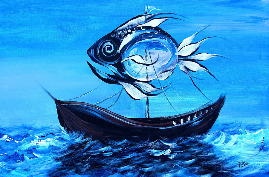 Blue Sail Fish Painting by J Vincent Scarpace